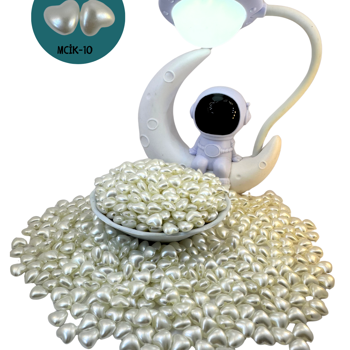 İnci Boncuk 160 Adet Kalp Şeklinde Lüks Inci Boncuk Krem Mcik10- Hobi Ve Takı Yapım Boncuğu Krem