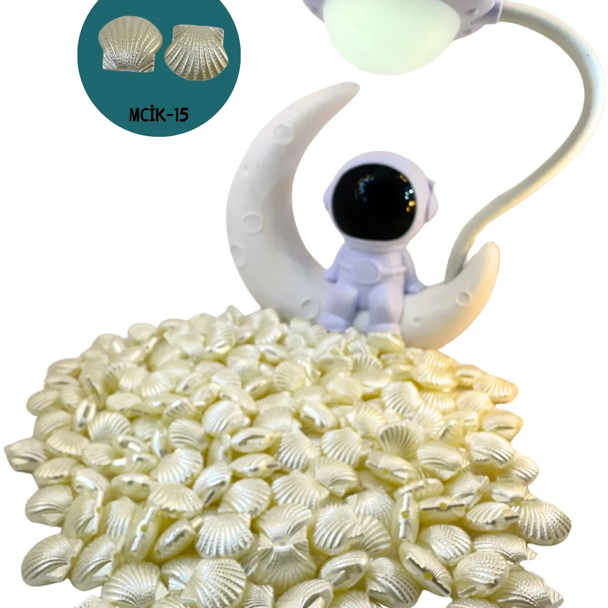 İnci Boncuk - Özel Formlu İstiridye Şekilli - Krem - 35 Adet - MCİK-15 - Takı ve Hobi Boncuğu