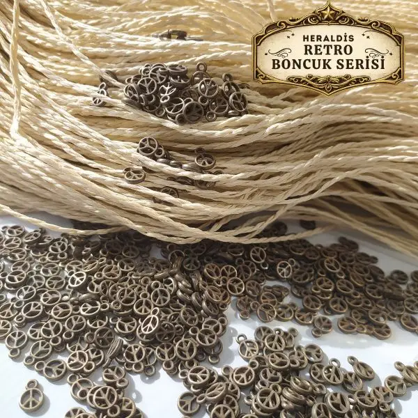 Barış Figürlü Sallantı Plastik Boncuk Retro Seri 100 Adet–Charm,Süsleme Yapımı İçin MCRTRO-16