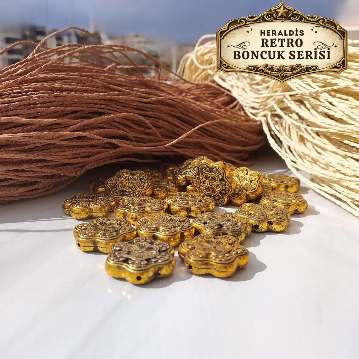 Çiçek Figürlü Plastik Boncuk Retro Seri 10 Adet –Charm,Süsleme Ve Aksesuar Yapımı İçin MCRTRO-08