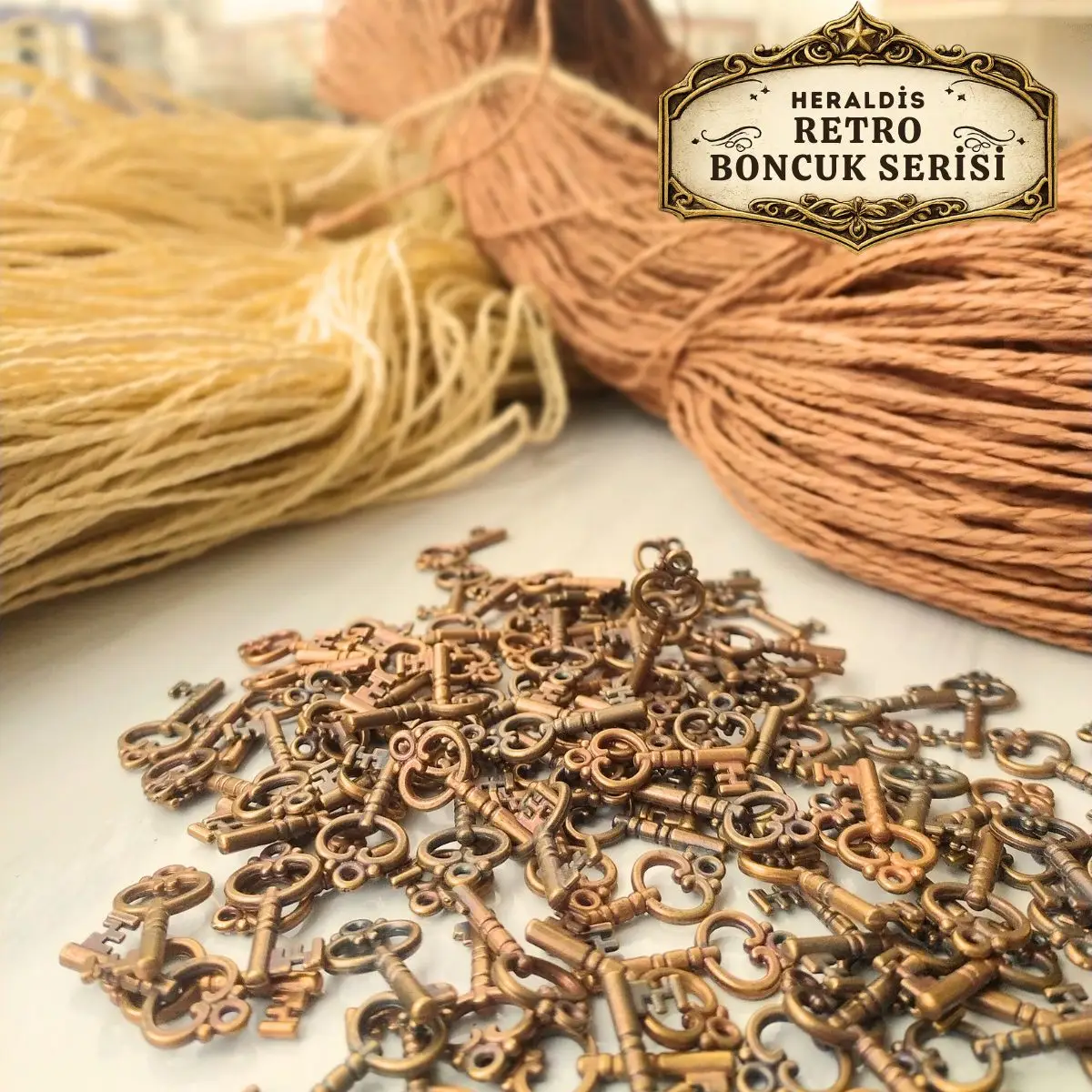 Anahtar Plastik Figür Boncuk Retro Seri 100 Adet –Charm,Süsleme Ve Aksesuar Yapımı İçin MCRTRO-02